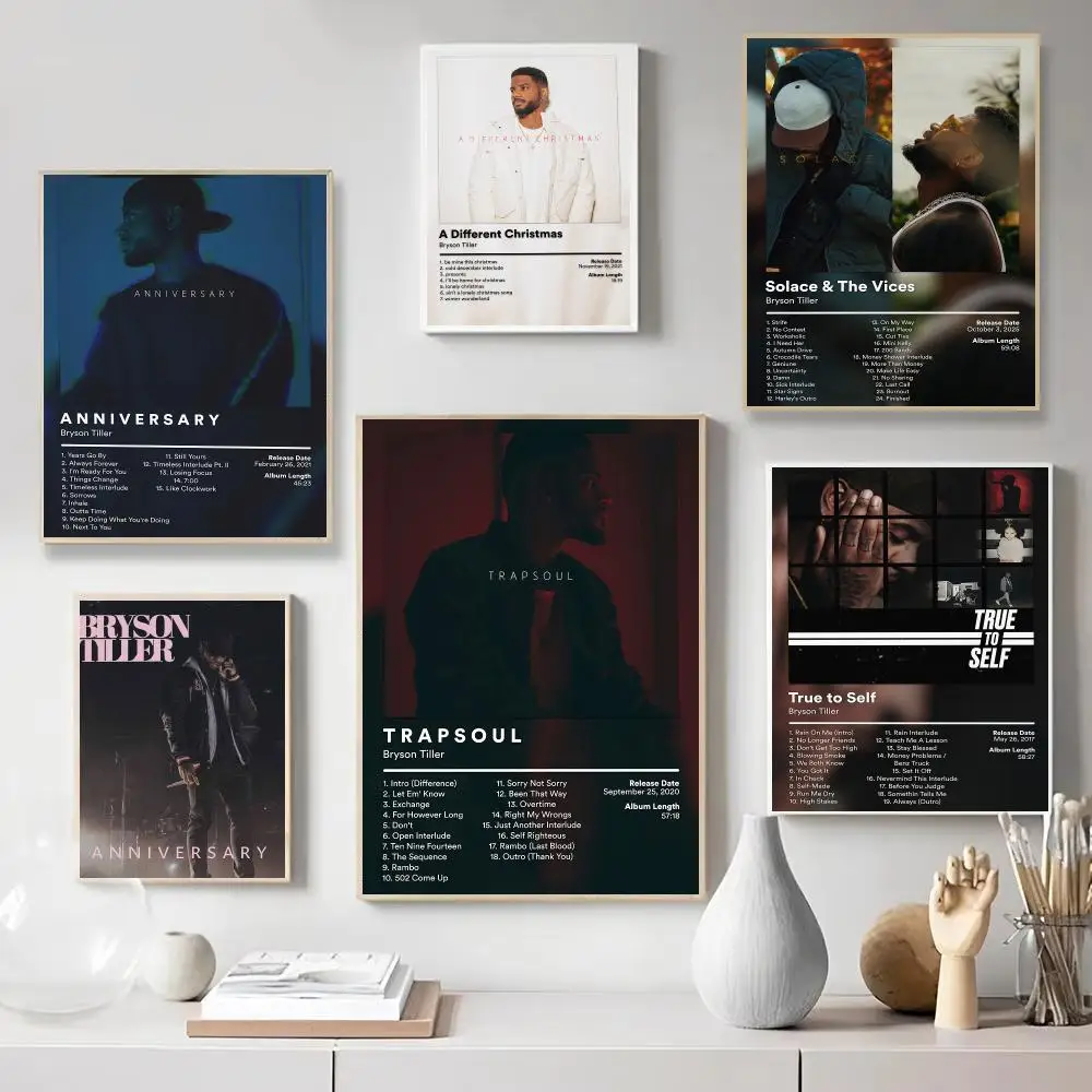 Album B-Bryson Tiller Poster PP Wall Decor Posters Celebrity Art Prints Aesthetic Wall Art Bedroom Office Home Gift