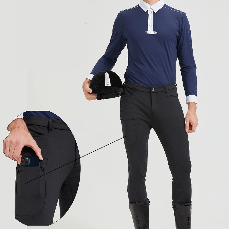 Summer Breathable Full-seat Silicone Horse Riding Pants Men's Elastic High Waisted Non-slip Breeches Quick-dry Equestrian Pants