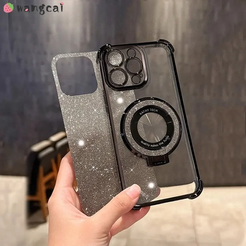 ل ممن لهم A17 A16 A16s A15 A15s A12 A12s A12e A11s A7 A5s A3s A9 A5 2020 المغناطيسي الفاخرة بريق للصدمات جراب هاتف مع حامل #2