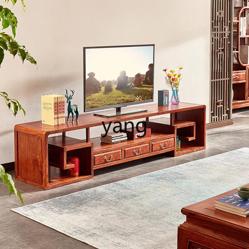 YJQ TV cabinet New Chinese rosewood solid wood living room TV floor cabinet