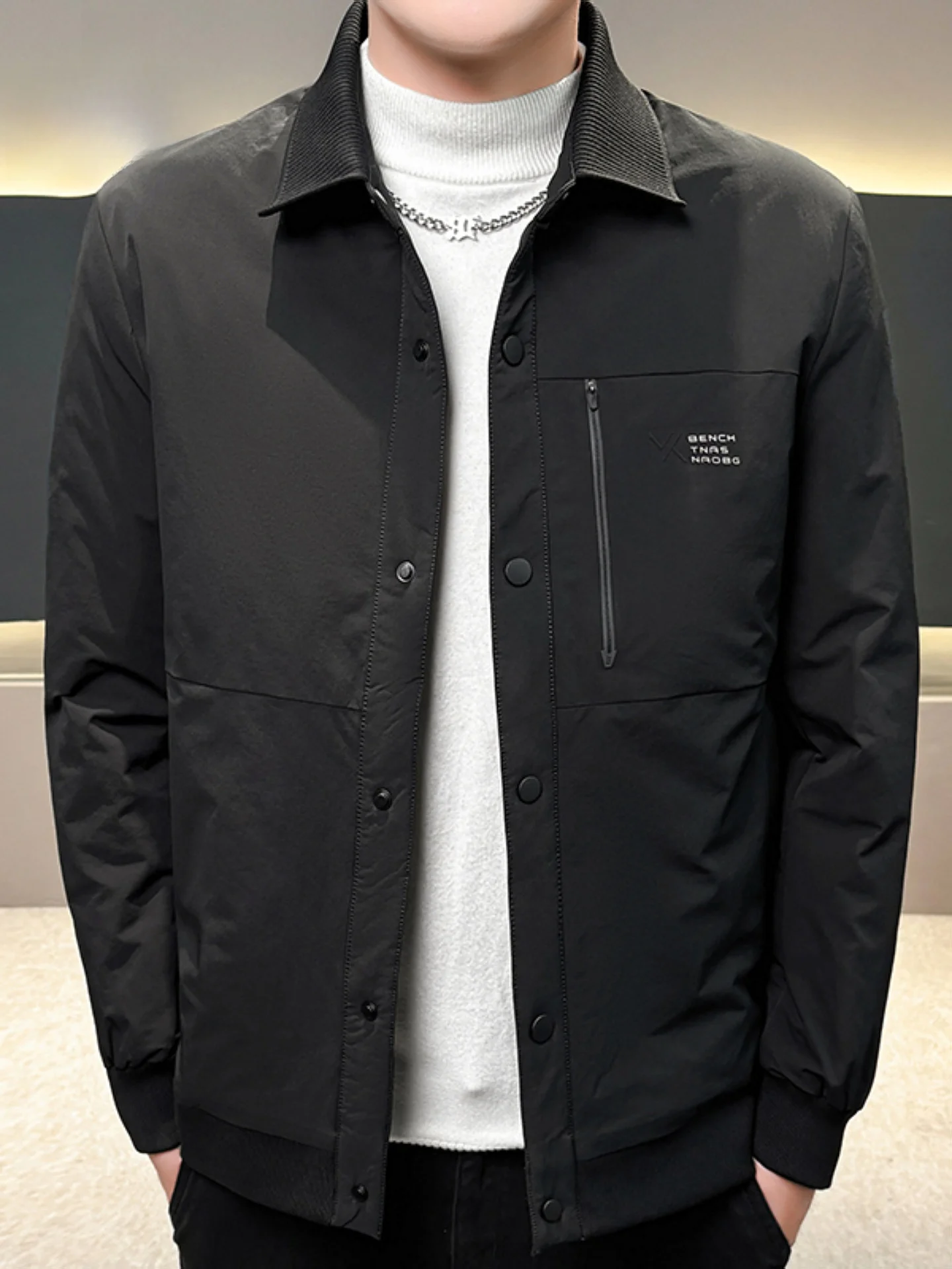 

Pierre Cardin Men's Lightweight down Jaet Autumn Winter Workwear Sle Stand Collar ort Coat Versatile Warmth Faion