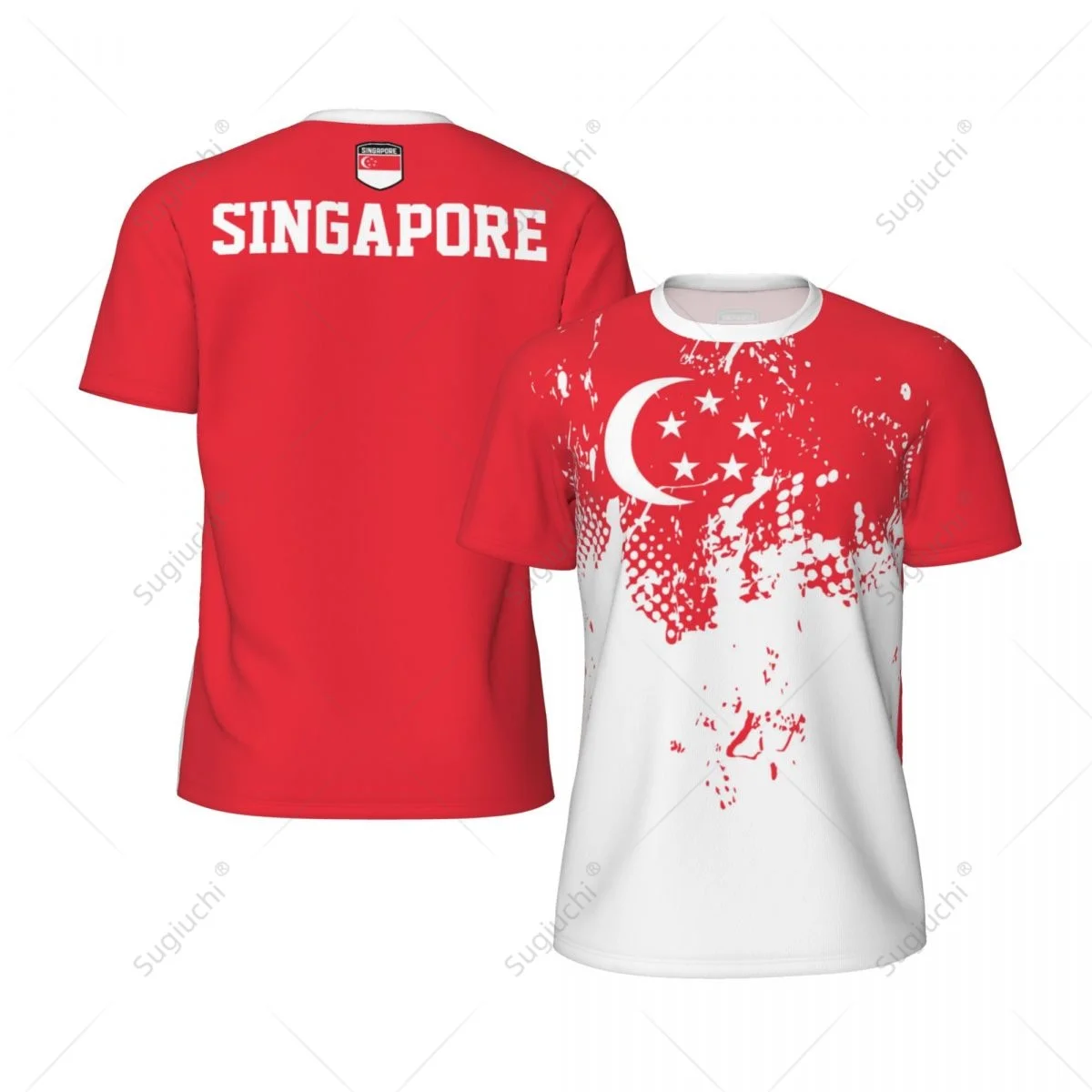 

Exclusive design Singapore Flag Grain 3D Printed Men For Running Bike Soccer Tennis Fitness Sports Mesh Fans Short T-shirt