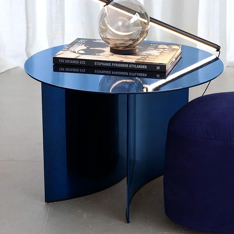 

#V italian modern industrial iron metal side table round antique brass coffee table set for living room