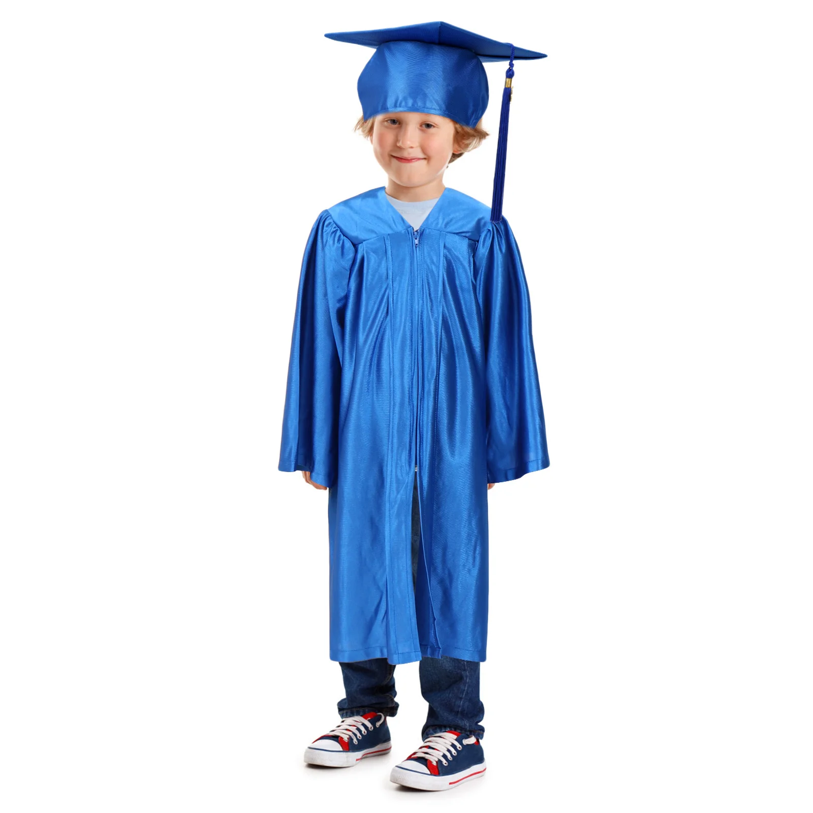 1 Set Doctoral Cap Graduation Gown For Kids Kindergarten Preschool Ceremony Dress Academic Apparel Tassel Child Graduation Gown