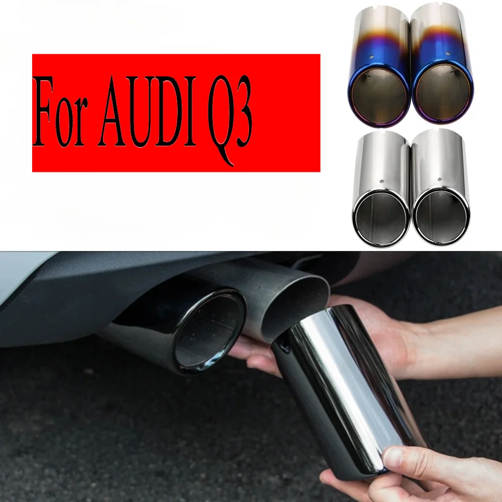 For Audi Q3 2012 -2021 Exhaust Tip Muffler Rear Exhaust Pipe Tail Muffler Tip Stainless Steel  Auto Accessories Modification