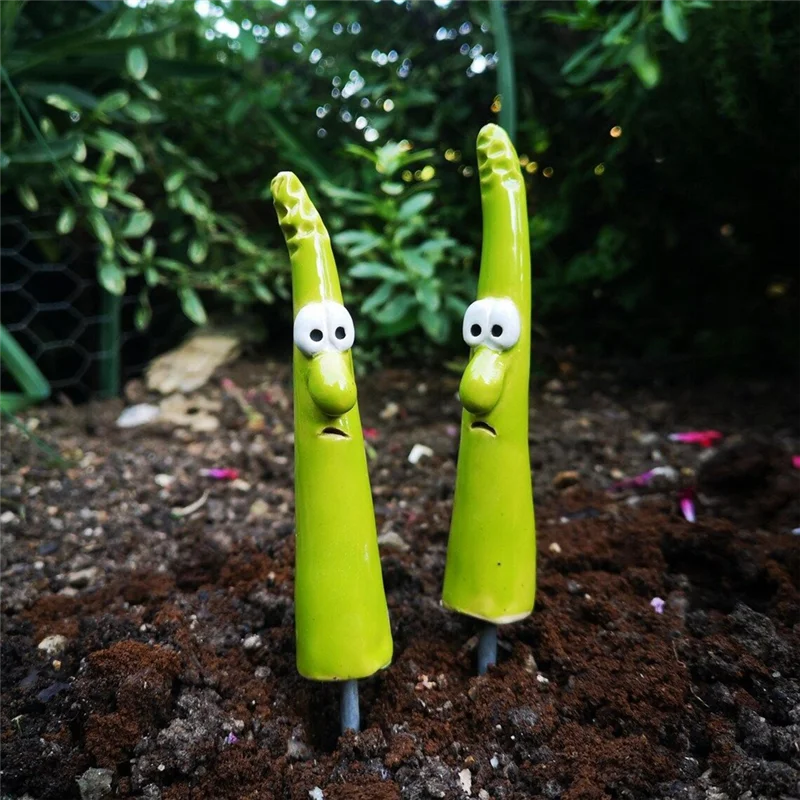 Estacas de jardim em resina abae com decoração de broto de bambu, marcadores de plantas úteis para jardinagem interna e externa, 2 peças