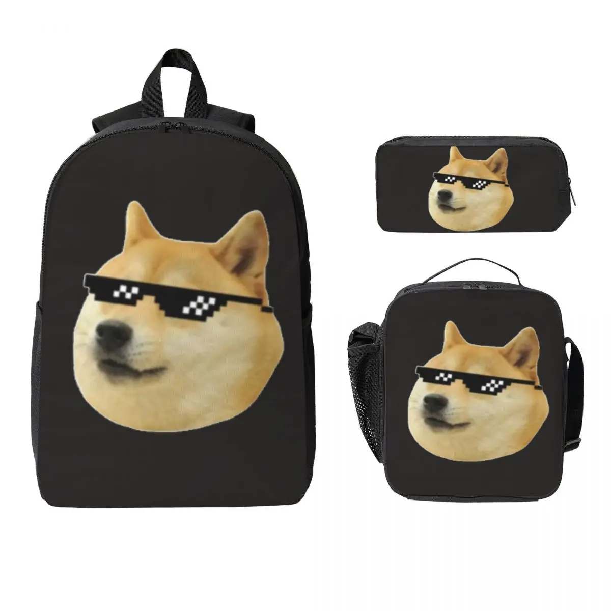 

Doge Shiba Inu Memes Backpack Student Boys Girls BookBag School Bag Computer Shoulder Bags 3ps Insulated Lunch Bag Pencil Case