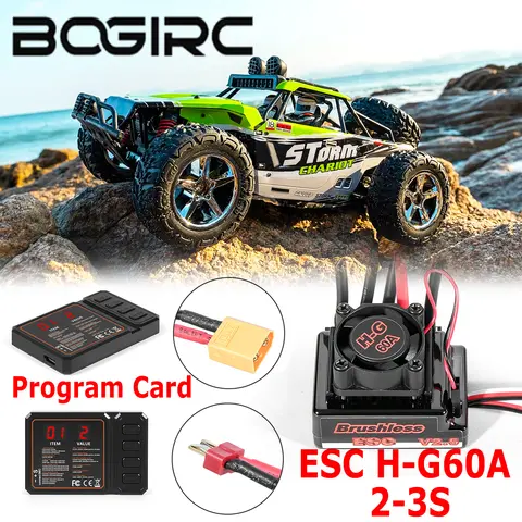 BOGIRC Built-in Switch Mode BEC 60A H-G60A Brushless ESC 2-3S with Program Card for 1/10 Wltoys WPL RC Crawler Car Monster Parts