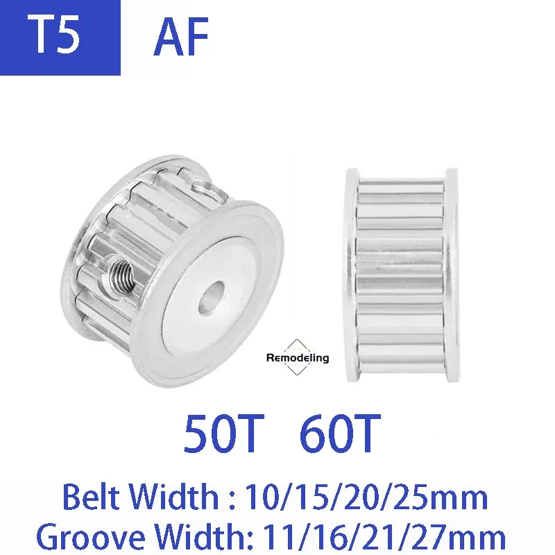 

1pcs T5 AF Timing Pulley Aluminum Alloy 50T 60T Teeth Synchronous Wheel Belt Width 10/15/20/25mm Bore 5mm-24mm Pitch 5mm