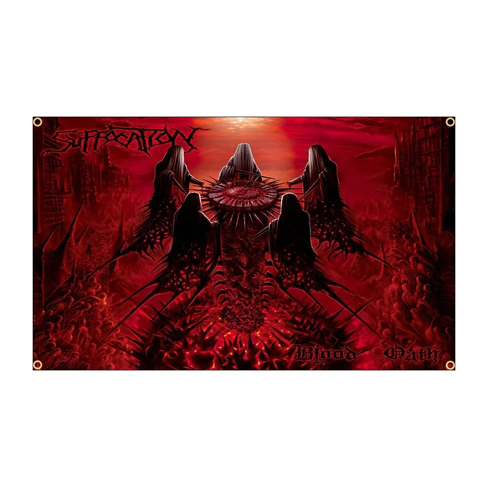 

90X150CM 3X5Ft Suffocations Band Flag Death Metal Band Polyester Printing Rock Banner For Decor