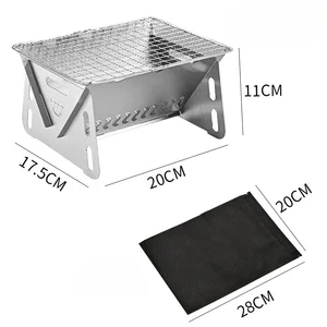 موقد شواء قابل للطي من الفولاذ المقاوم للصدأ في الهواء الطلق ، رف حرق الأخشاب المنزلي ، نوع بطاقة مريح ، رف صغير أعلى 12 مبيعات موقد الفحم - No9