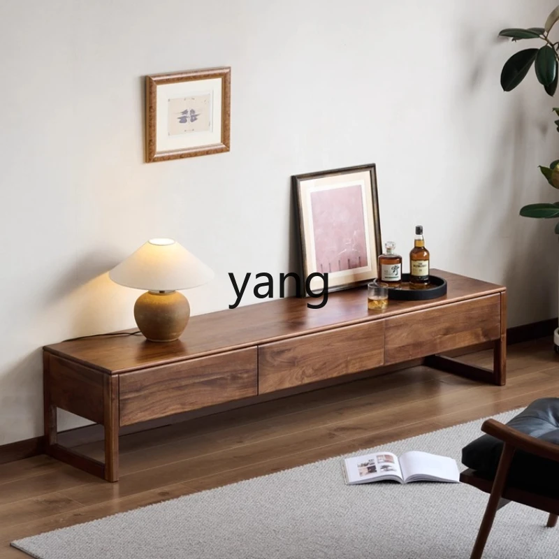 

LZR living room household North American black walnut TV side cabinet floor cabinet