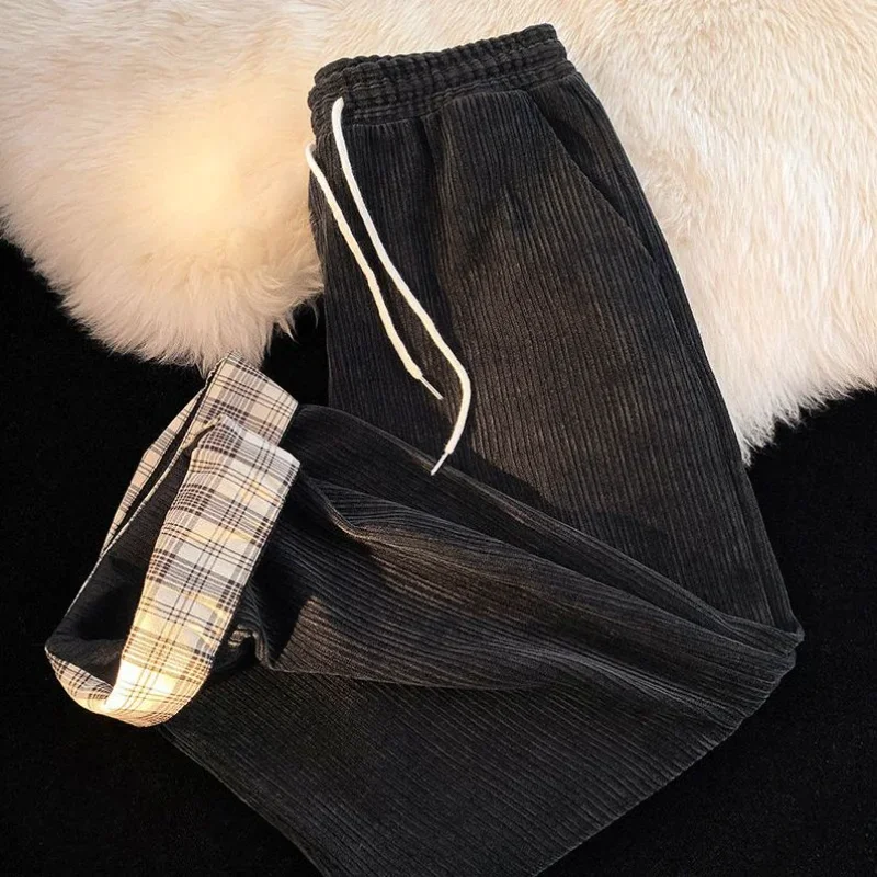 Casual Pants Women Preppy Baggy Wide Leg Pantalones Designer Trousers Corduroy Teens High Street Japanese Stylish Sweet Ins Cozy