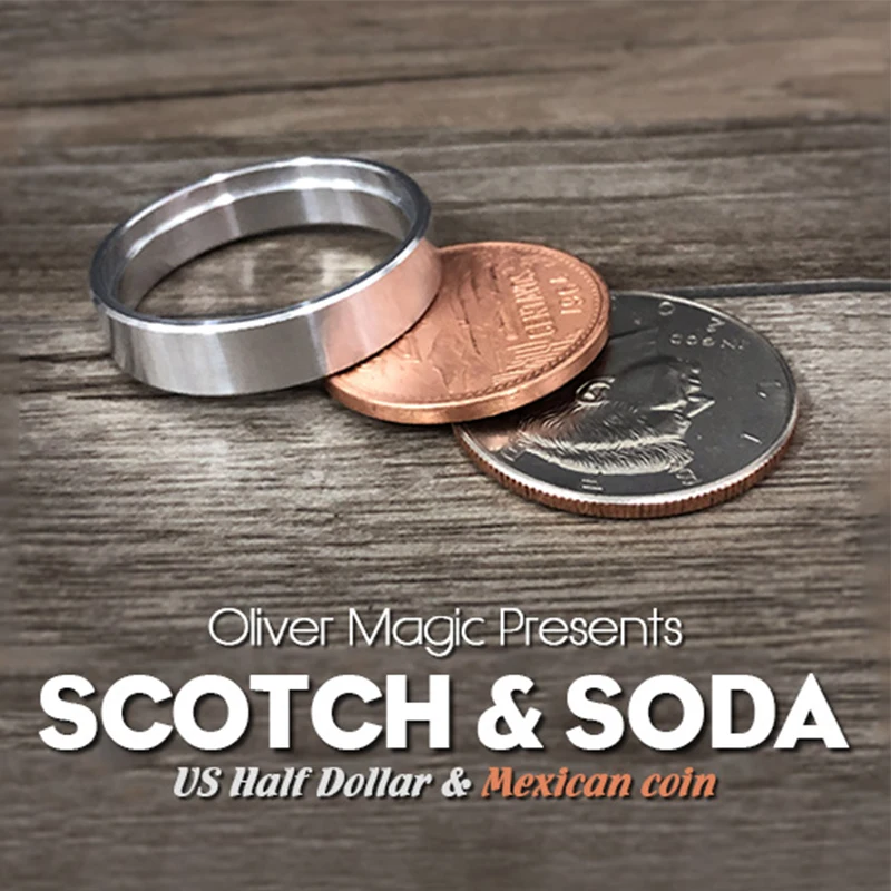 

Scotch & Soda US Half Dollar & Mexican Coin Magic Tricks Coin Change Penetration Illusion Close up Magia Gimmick Prop Copy Coin