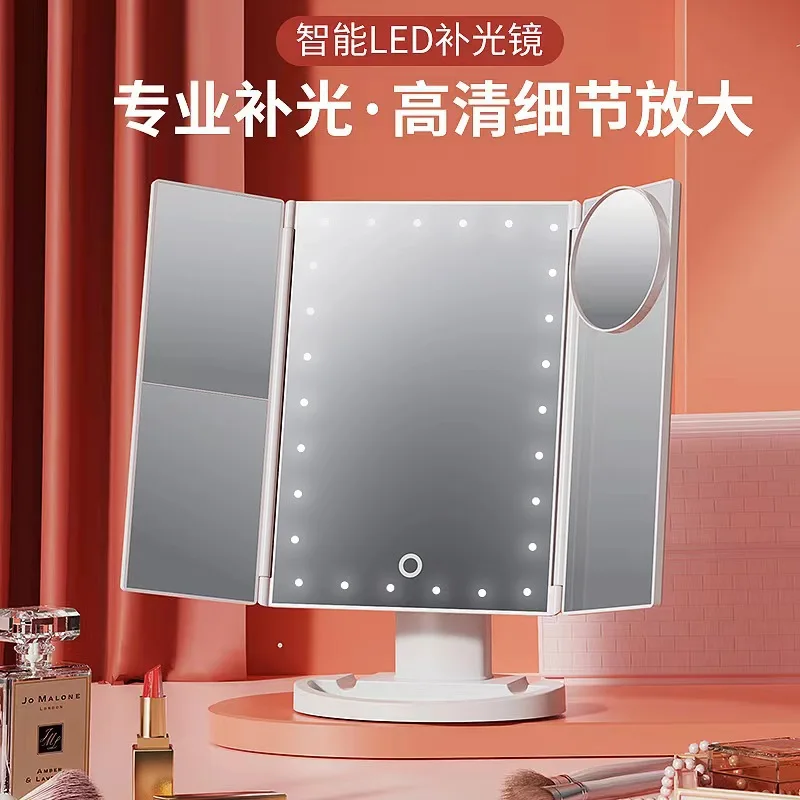 Makeup Mirror , Mirror with Extra Round 10X Magnifying Mirror, 22 LED Vanity Mirror, 10x 3X 2X Magnification, Touch Control