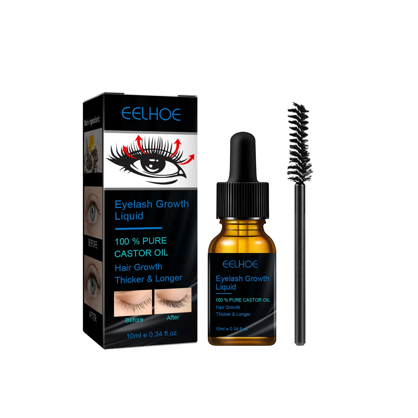 

10ml Castor Oil Eyelash Growth Serum Natural Thick Long Curling Moisturizing Not Easy To Smudge Eyelashe Essence Care Solution