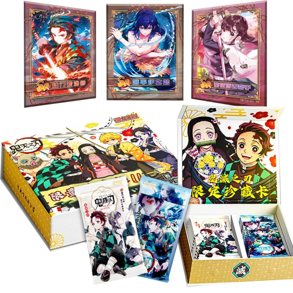 

Demon Slayer Cards Booster Box For Children Japanese Anime Figures Tanjirou Nezuko Series Hobby Cards Children Festival Gift Toy