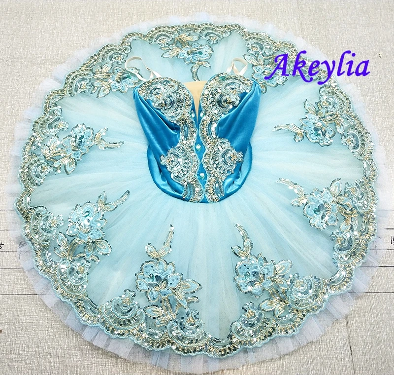 Indigo blue Professional Ballet Costumes Blue bird Ballerina Pancake Platter Ballet Tutu pancake ballet dress 7 layers 20066A