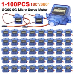 1-100szt SG90 9G Mikrocyfrowy serwomotor 180/360° Silnik serwo o stałym skrzydle Micro Gear do zabawkowego samolotu zdalnie sterowanego