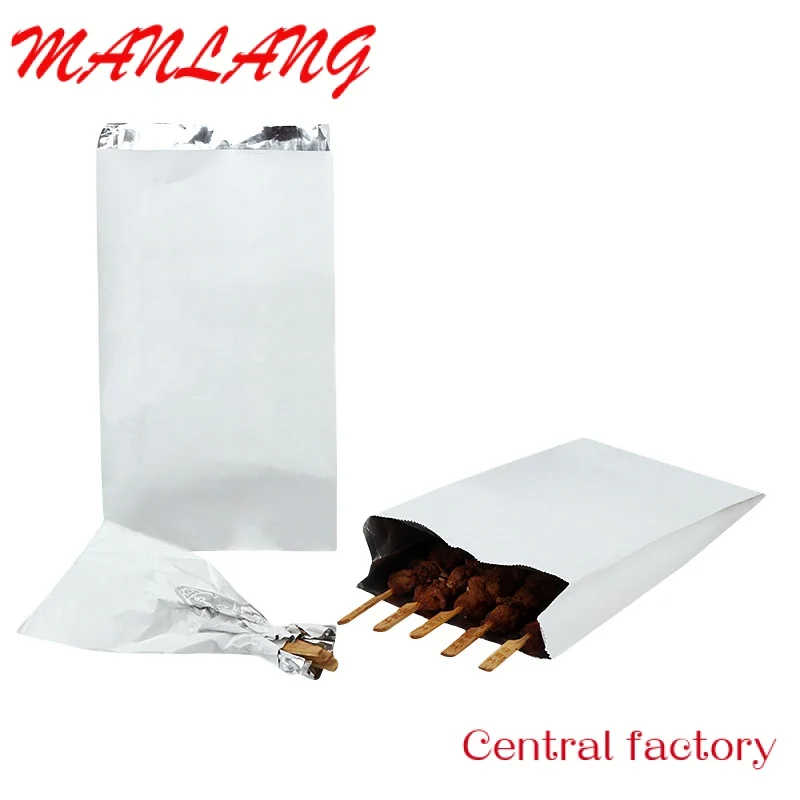 Custom  Aluminum Foil Lined Paper Bag for Chicken Fast Food Packaging Hot Food