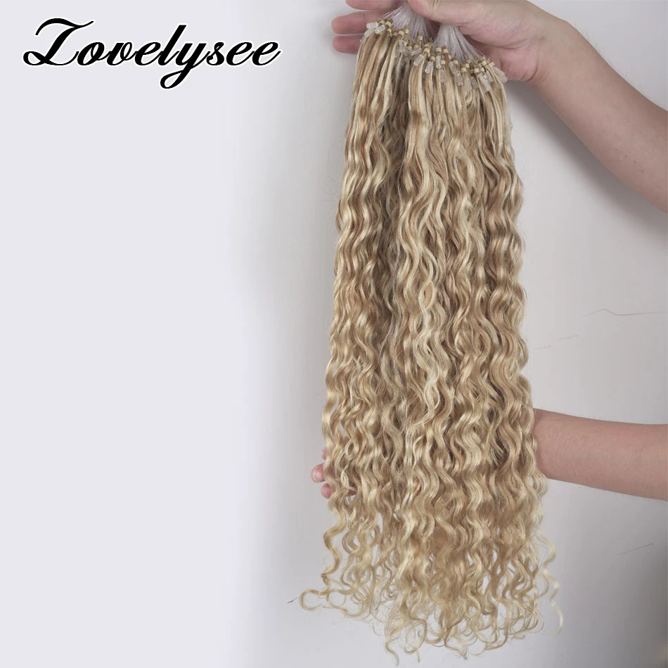 50 Strands/Pack Water Wave Micro Loop Human Hair Extension Brazilan Remy Human Hair Extension Natural Capsule Keratin for Woman