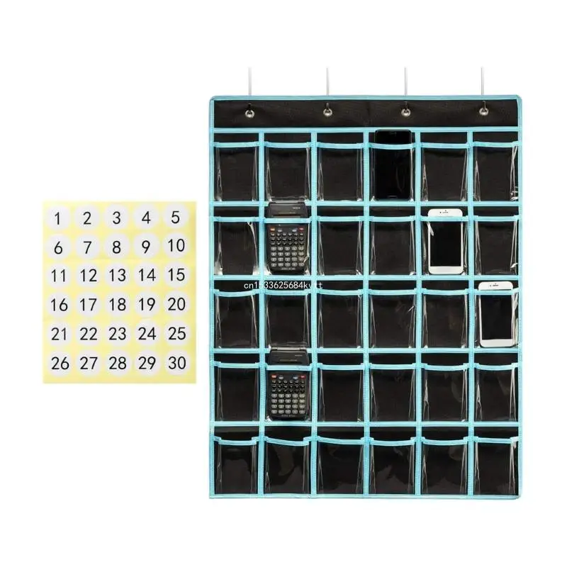 30 Pockets Classroom Pocket Chart Office Hanging Chart for Phone Dropship