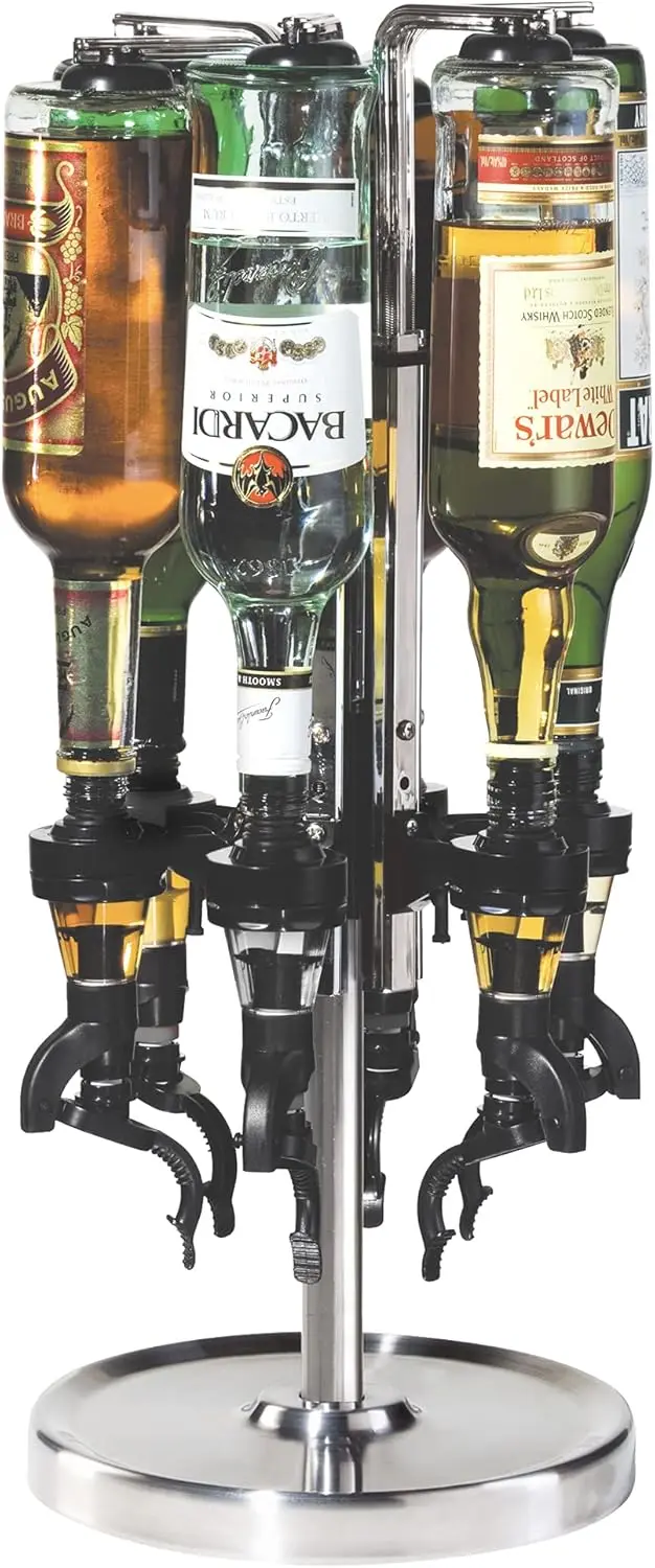 

Вращающийся дозатор ликера на 6 бутылок, нержавеющая сталь для домашнего бара и вечеринок