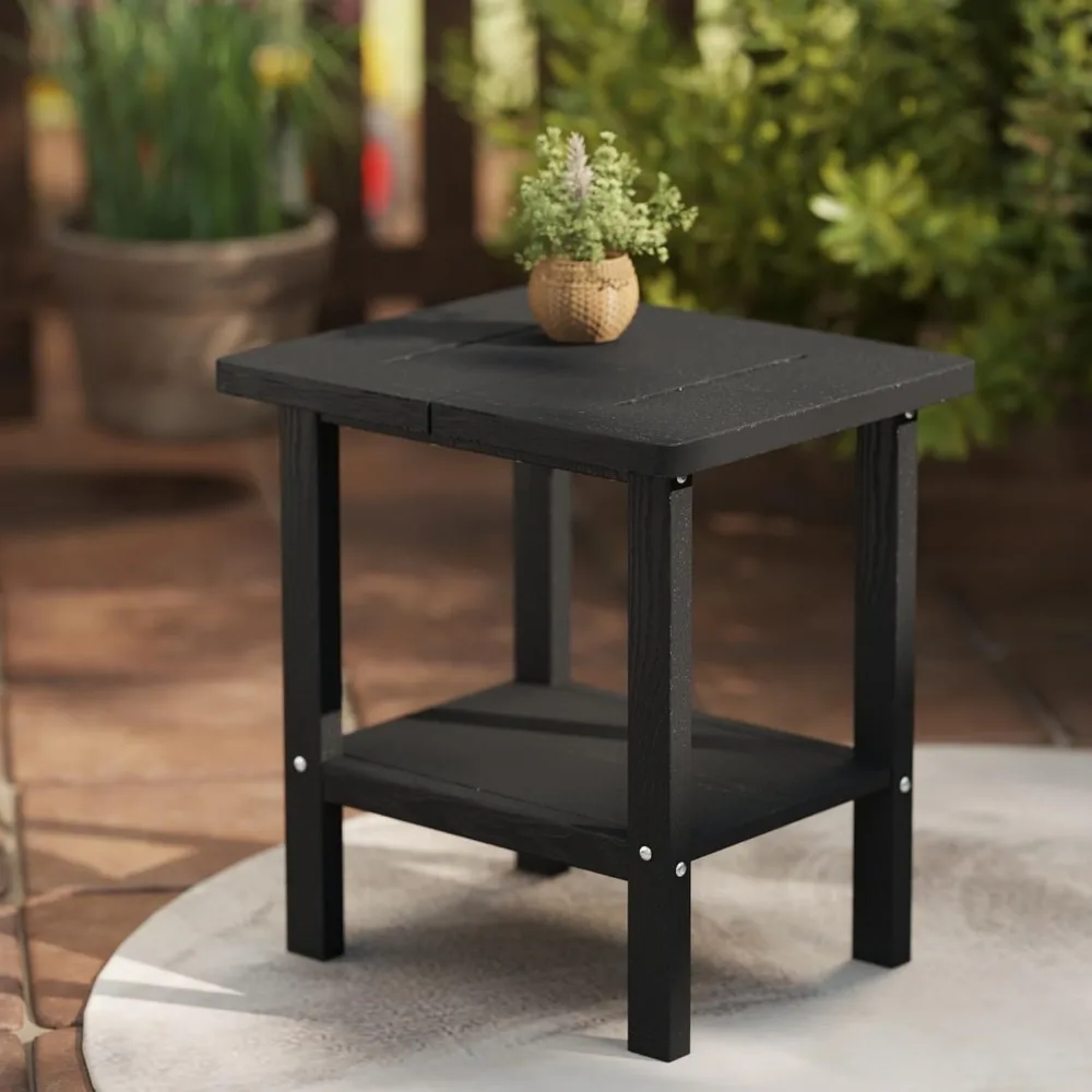 

Adirondack Outdoor Side Table, 16 x 13 Inches HDPE Plastic Outside End Tables for Patio Pool Porch Backyard Indoor, 2 T