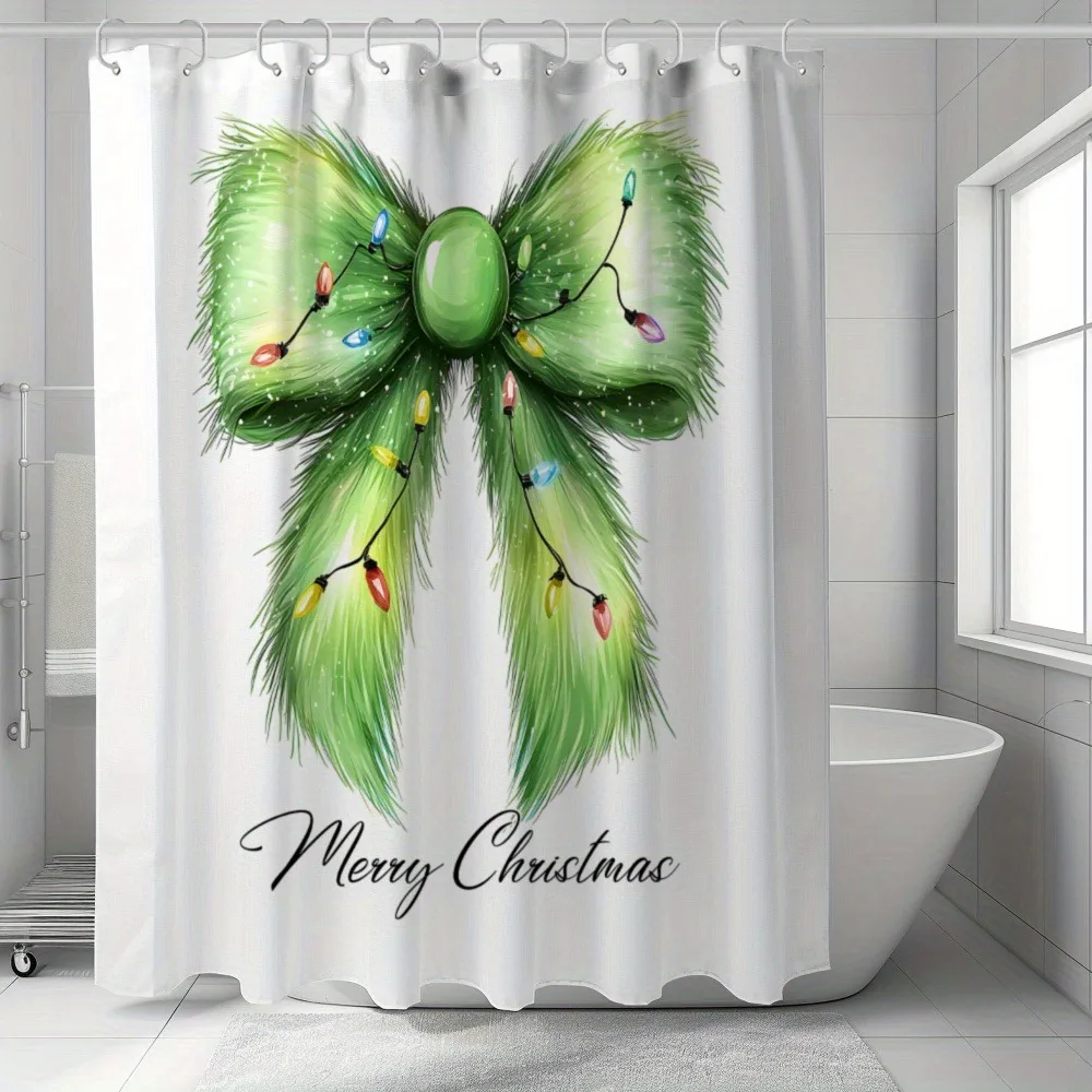 

Фестивальная зеленая лента с узлом, моющаяся грязеотталкивающая занавеска для душа, насадка для душа, водонепроницаемая полиэстеровая занавеска для ванны для домашнего декора