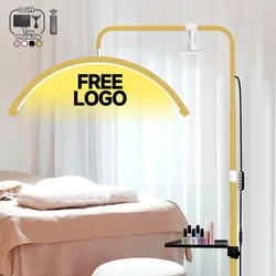 2025 Free LOGO Professional 23-inch Gold Half Moon Lash Light LED Ring Light Lashes Lamp for Lash Extensions Bed Tattoo Beauty