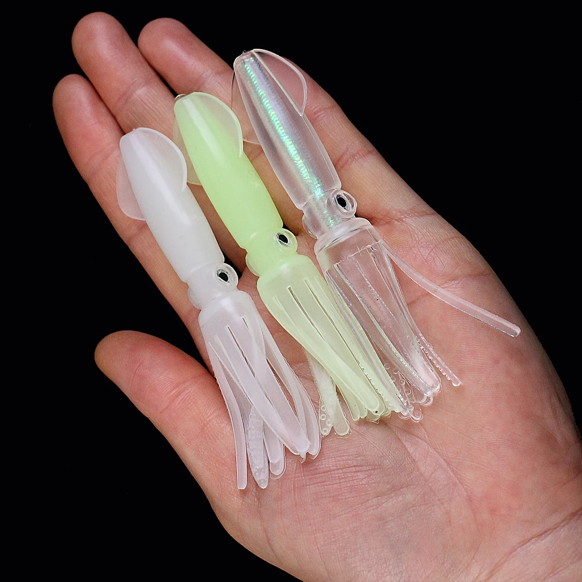 3pcs Lifelike Squid Glow Fishing Lure, Luminous Artificial Bionic Octopus Soft Bait,Fishing Accessories For Saltwater Freshwater