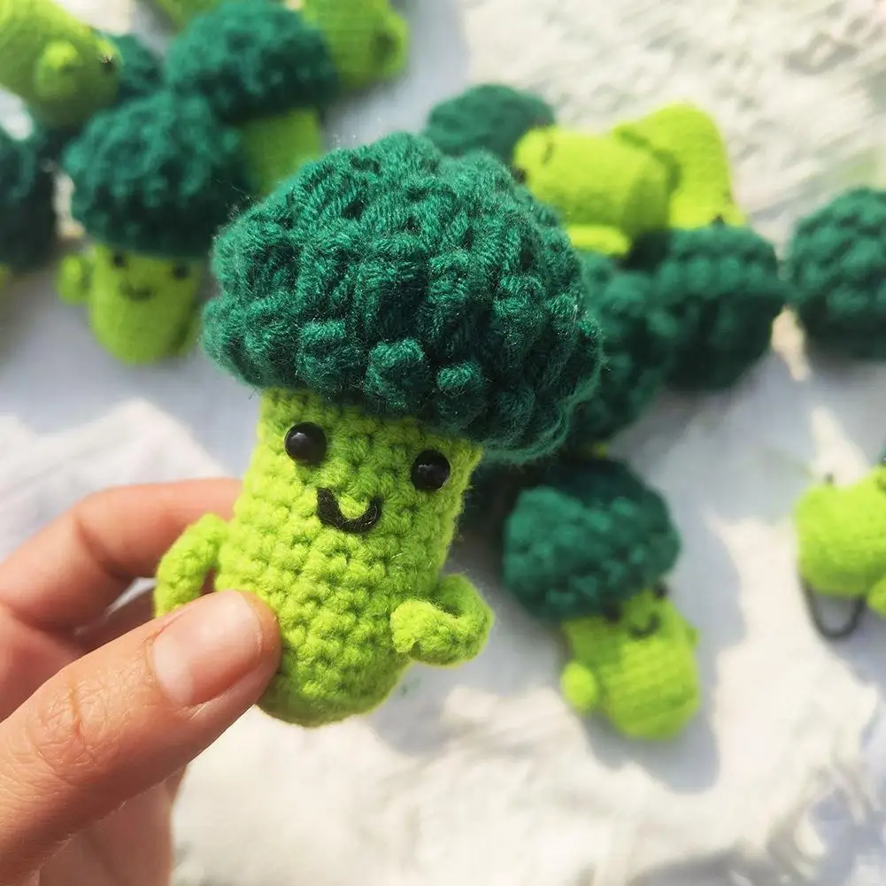 Positive Energy Crochet Doll Crochet Vegetable Broccoli Eggplant Mini Gift Handmade Knitted Ornament Home Room Decor