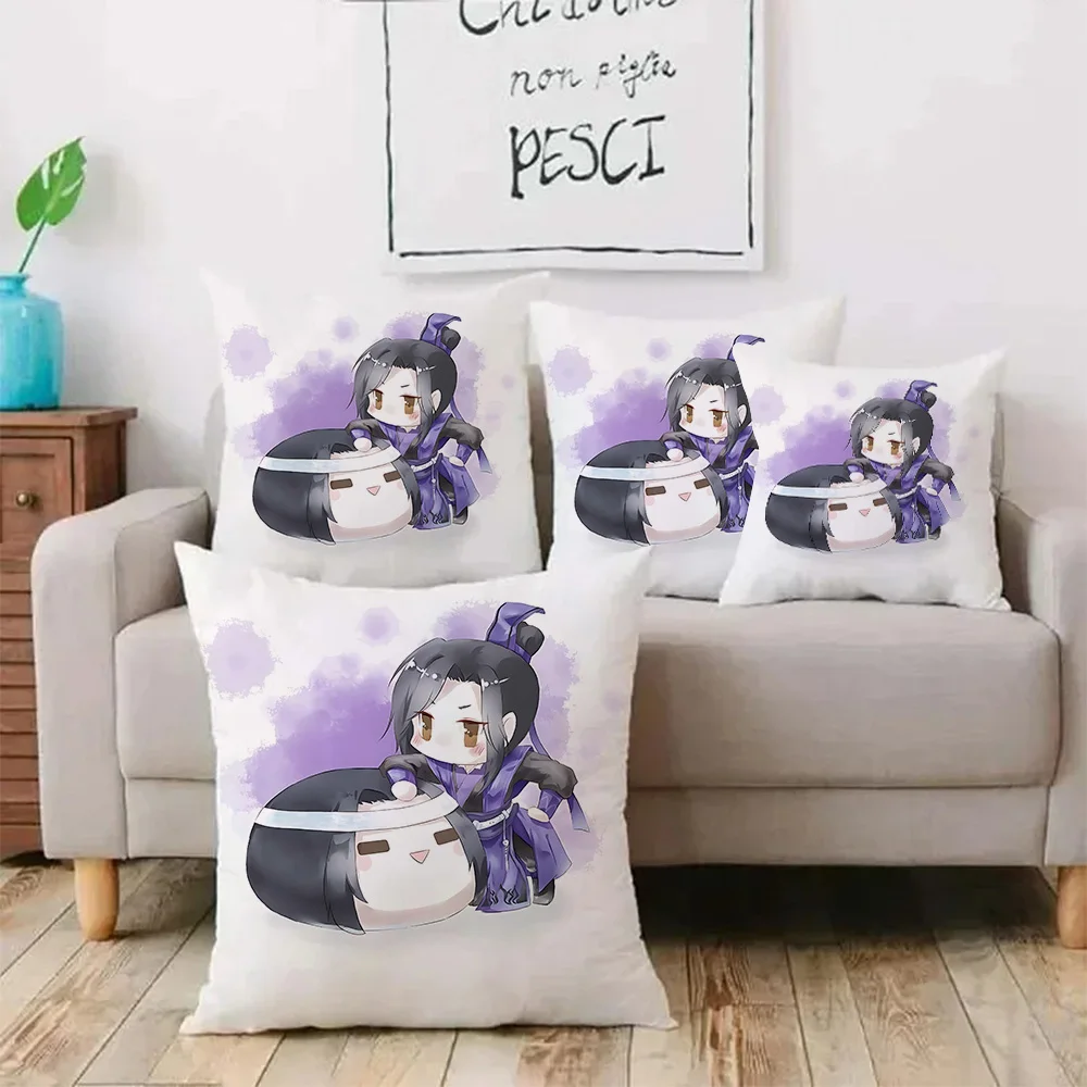 Anime Jiang cheng Kawaii Pillow Covers Cartoon Sofa Decorative Home Double-sided Printing Short Plush Cute Cushion Cover