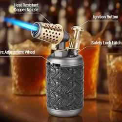 JOBON Adjustable Refillable Torch Lighter Blue Jet Turbo Flame BBQ Cooking Lighter Vintage Cigar Antique Fixed Flame Safety Lock