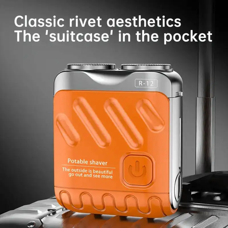 

Portable mini USB charging electric shaving tool with double blades for trimming facial hair. Water-resistant and washable.