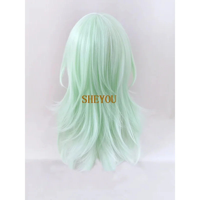 dd12NEW شعار النار ثلاثة منازل Byleth النعناع قصيرة طويلة تأثيري تجعيد الشعر الاصطناعية الضوء الأخضر كوس خصلات الشعر المستعار + غطاء شعر مستعار