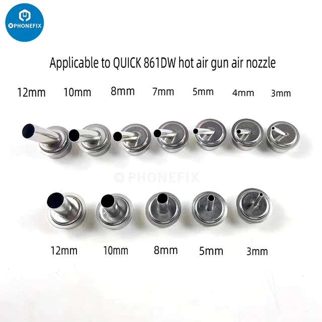 Quick 861DW stacja lutownicza na gorące powietrze dysze 3/4/6/8/10/12mm dysza 45 stopni do dysz dmuchawy QUICK 861DW