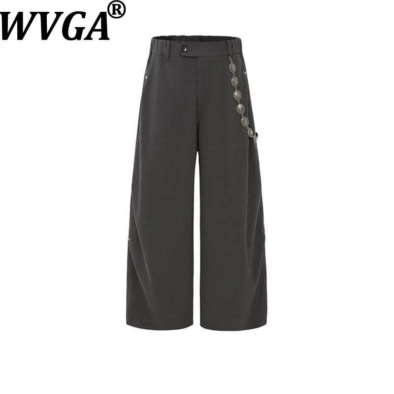 WVGA Spring Autumn New Men American Style High-End Pleated Design Draped Trendy Straight Niche Chic Casual Suit Pants Ins W18536