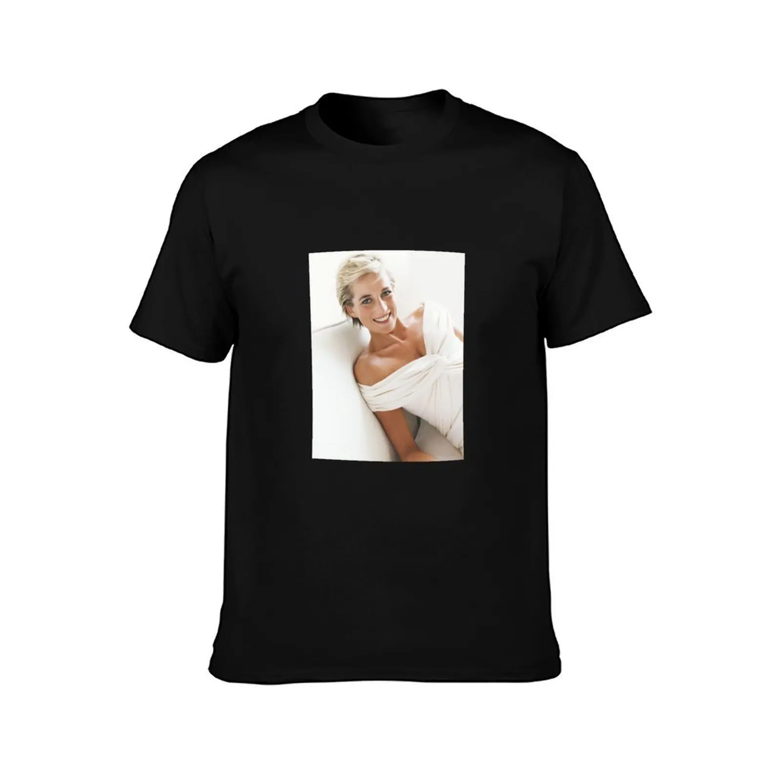 Lady Di in white gown T-Shirt, Summer Casual Cotton Tee, Oversized Streetwear Tops, Vintage Graphic Print, Unisex Men Women