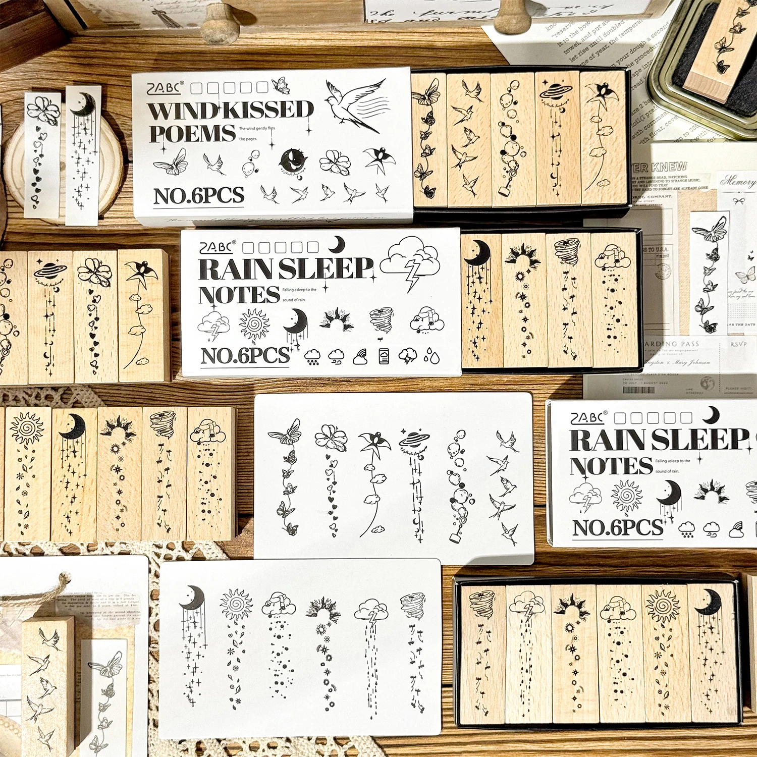 TIANZI 6/12 قطعة الإبداع الخشب المطاط Stamps حساب اليد ختم ختم الزفاف الديكور سجل القصاصات ختم بطاقة مذكرات لوازم #2