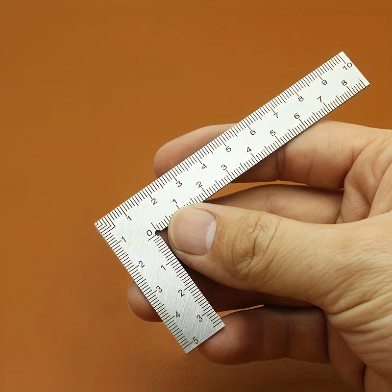 Mini Square Stainless Steel L-shaped Double Sided High Precision Scale Multifunctional Thickened Corner Ruler for Leather Design