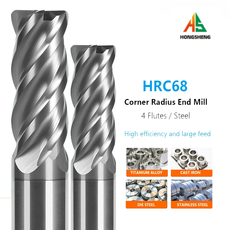 Corner Rounding End Mills HRC70 R Bullnose CNC Tungsten Milling Cutter Carbide 6 8 12 Shank Surface Machining Metal Router Tool