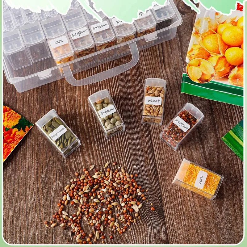 48 Slots Seed Storage Organizer In 2 Sizes With Label Stickers Durable Portable Seed Container Box Set