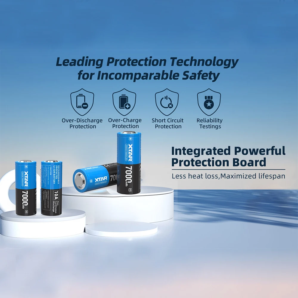 XTAR 26650 10 A 7000 mAh geschützter Li-Ionen-Akku mit hoher Kapazität