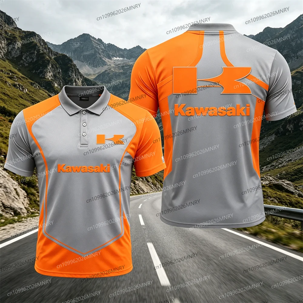 

Motorcycle Kawasaki polo shirt Summer polo men's clothes 3D Print Women Short-sleeved Breathable T-shirt Men t-shirt clothes