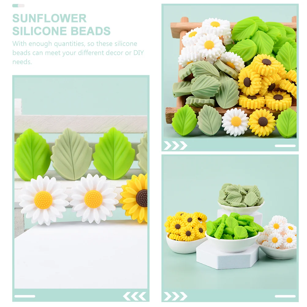 

10Pcs Premium Silicone Beads for DIY Projects Sunflower Leaf Beads Jewelry Making Supplies Loose Bead Charm Spacer Bead