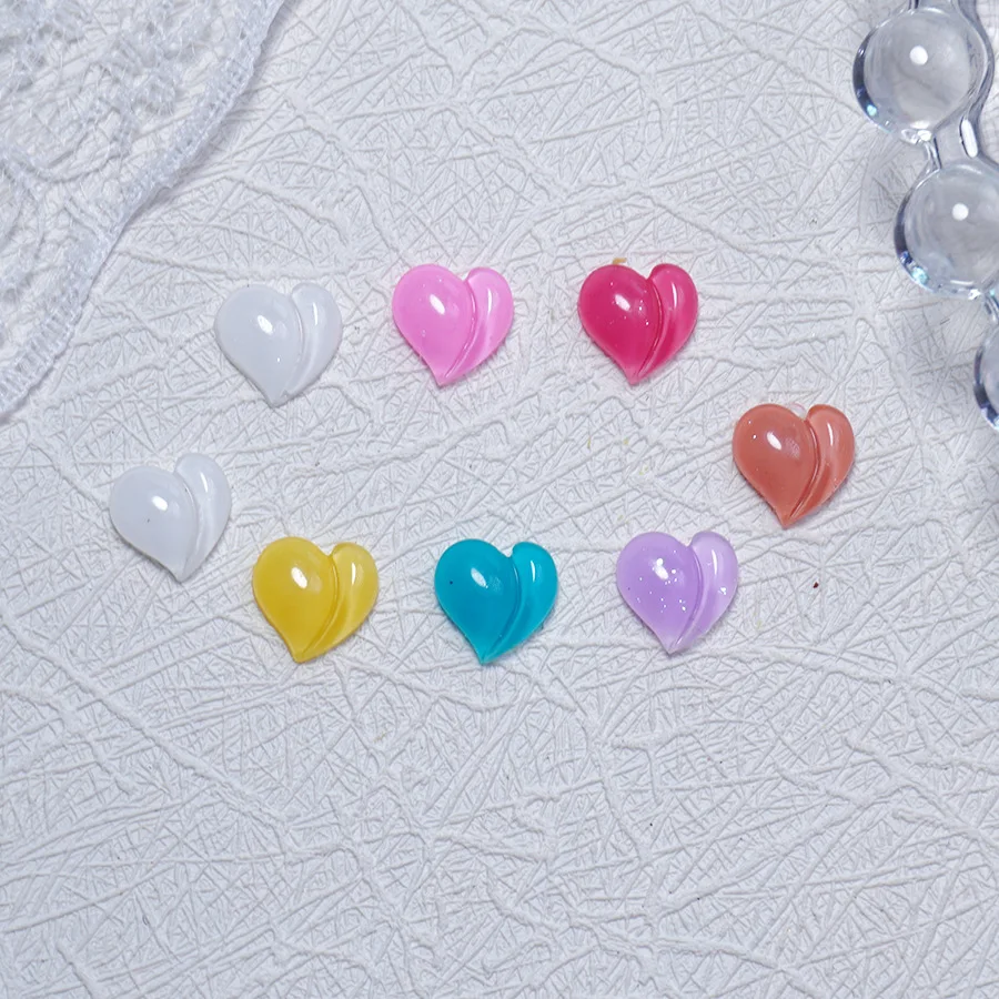 30/50/100 قطعة 7.5*8 مللي متر على شكل قلب يمكن ارتداؤها مسمار الفن اكسسوارات قضية الهاتف المحمول DIY بها بنفسك الديكور أجزاء المجوهرات ل