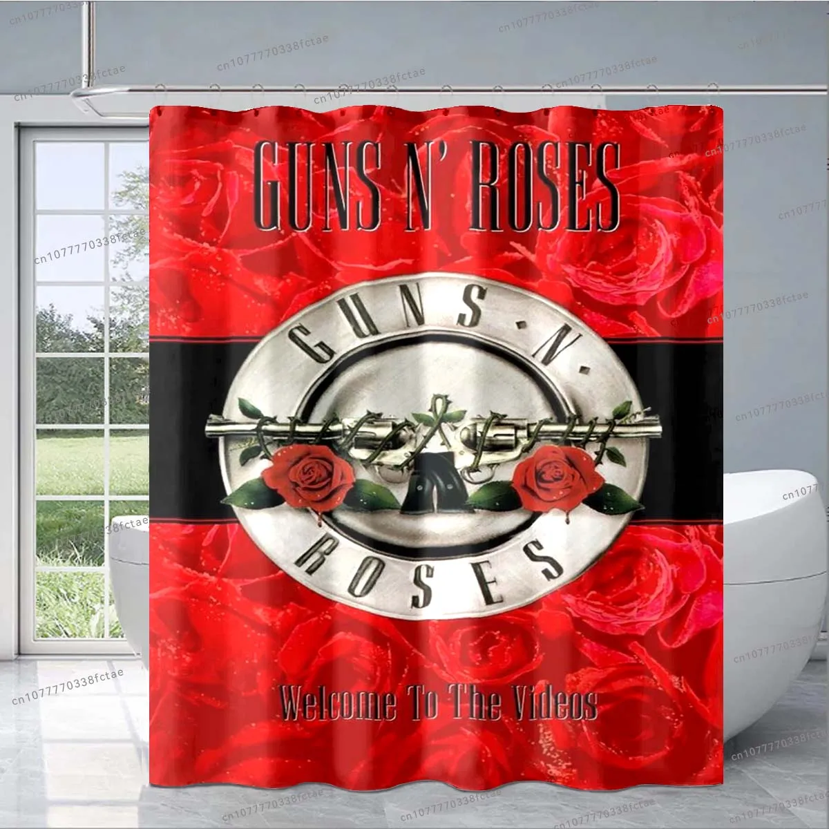 Guns N Roses-cortina de ducha de banda de roca dura, patrón de Collage de Calavera, cortina de ducha artística, decoración de baño, regalo de moda