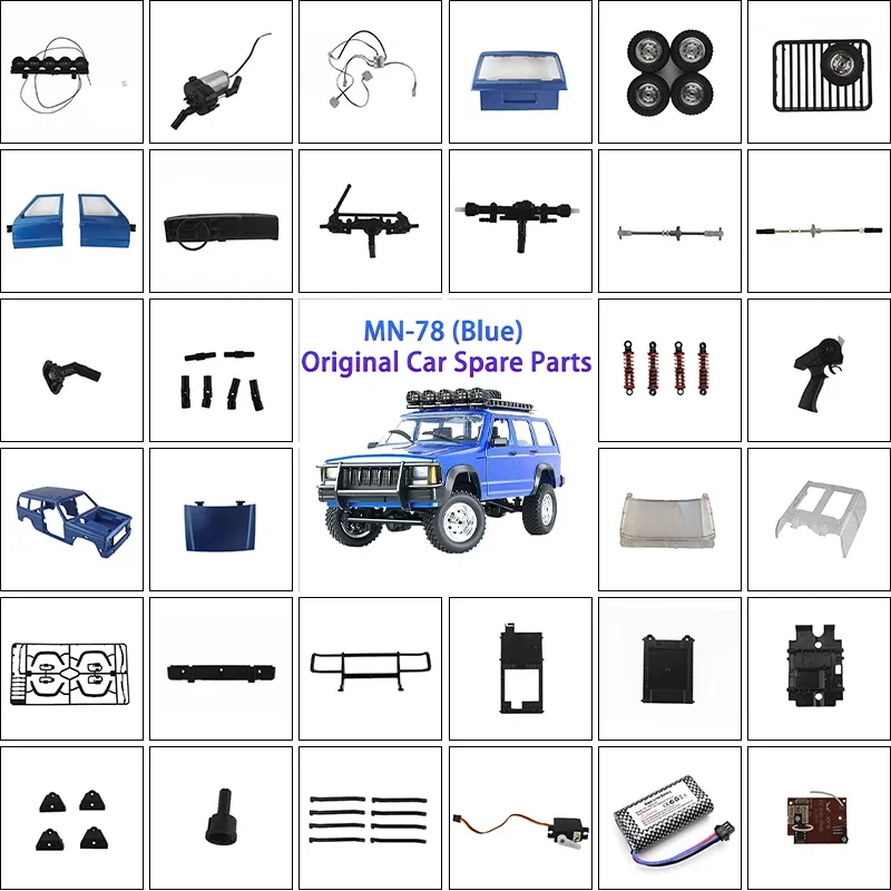 MN MN78 MN-78 Części zamienne do samochodów RC Zmodyfikowana metalowa rama napędowa na cztery koła Montaż modelu Obudowa Silnik Skrzynka falowa Przekładnia kierownicza Opona