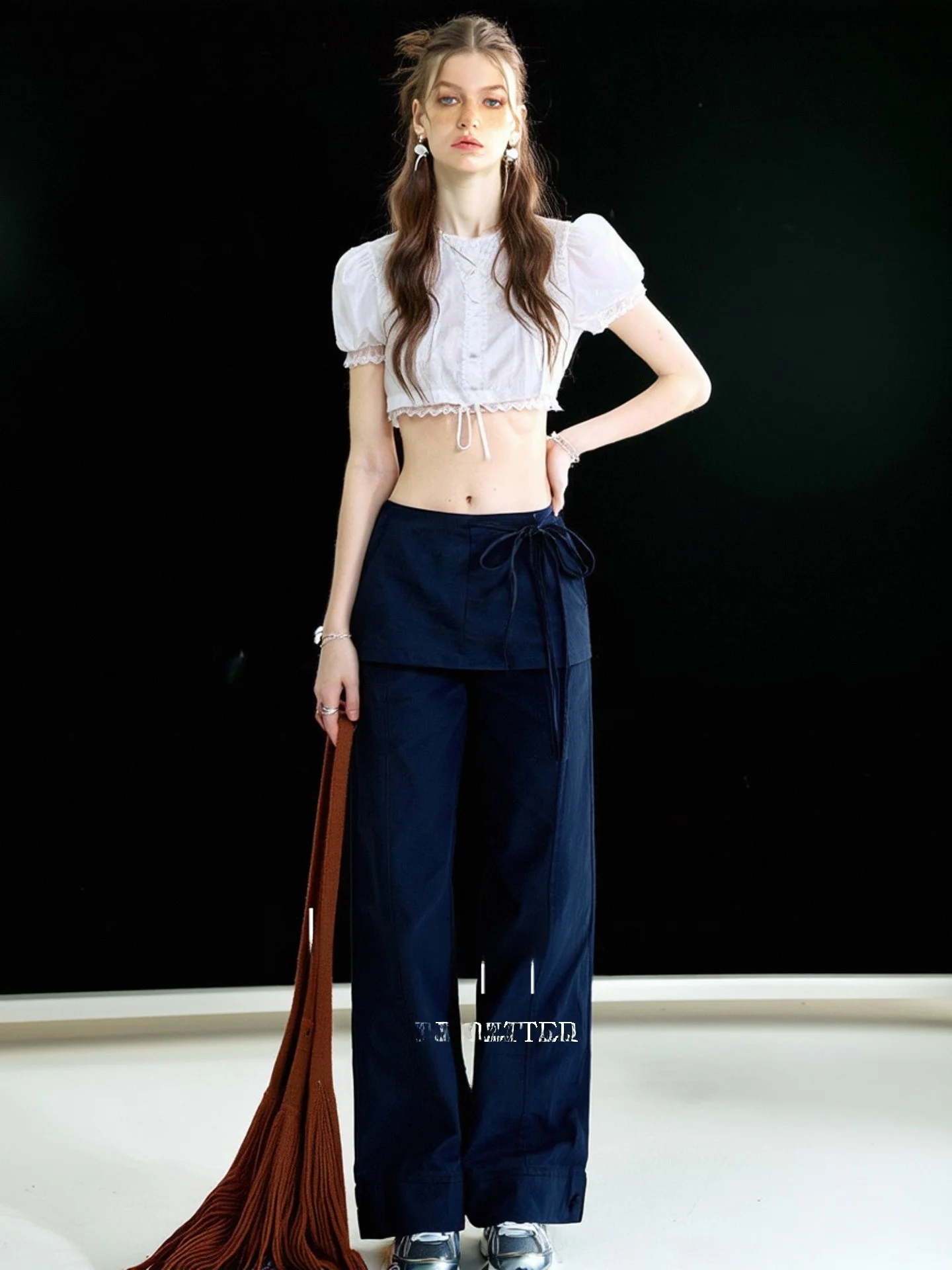 

Huaappuw High Waist Wide Leg Casual Pants Workwear Style Summer New Arrival French Style Straight Leg Trousers for Women